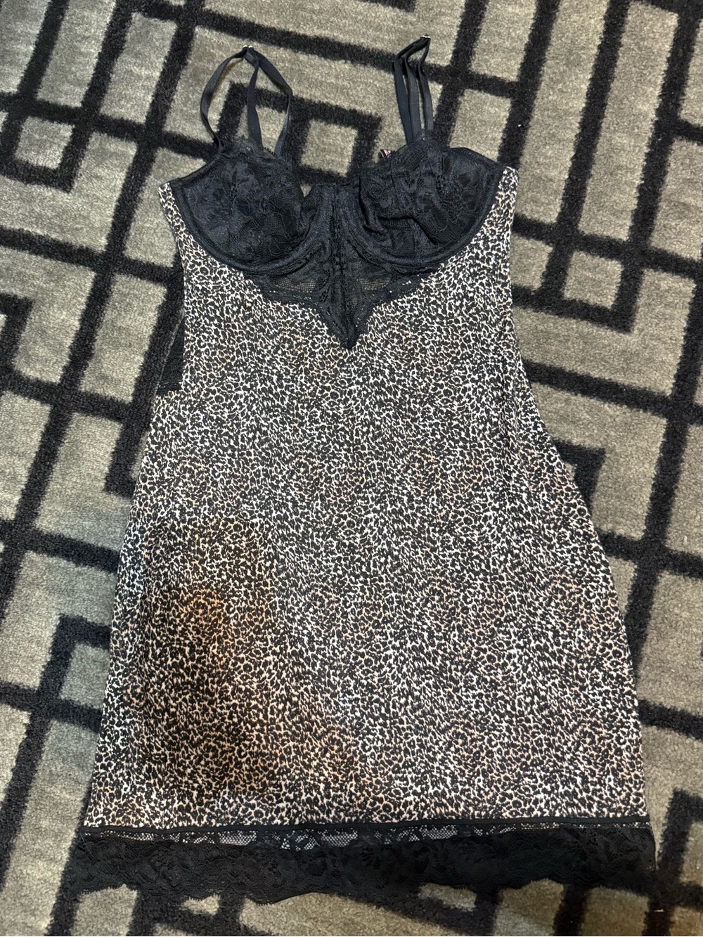 Victoria's Secret Black Leopard Lace Chemise